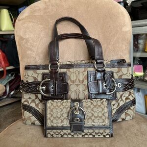 #19. Coach Soho Jacquard Signature Bag & Wallet Matching Set, Very GoodCondition